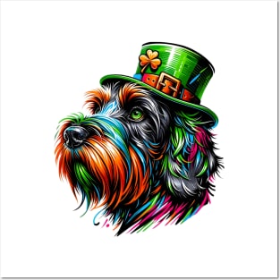 Wirehaired Pointing Griffon Ready for St Patrick's Day Posters and Art